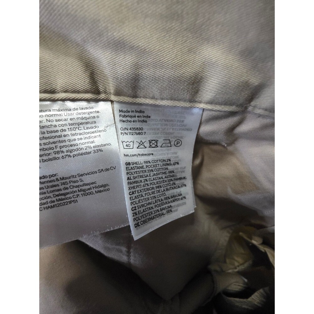 H&M Mens Khaki Chino Shorts Regular Fit US 32 Beige Pleated Pockets 32 - Picture 5 of 5